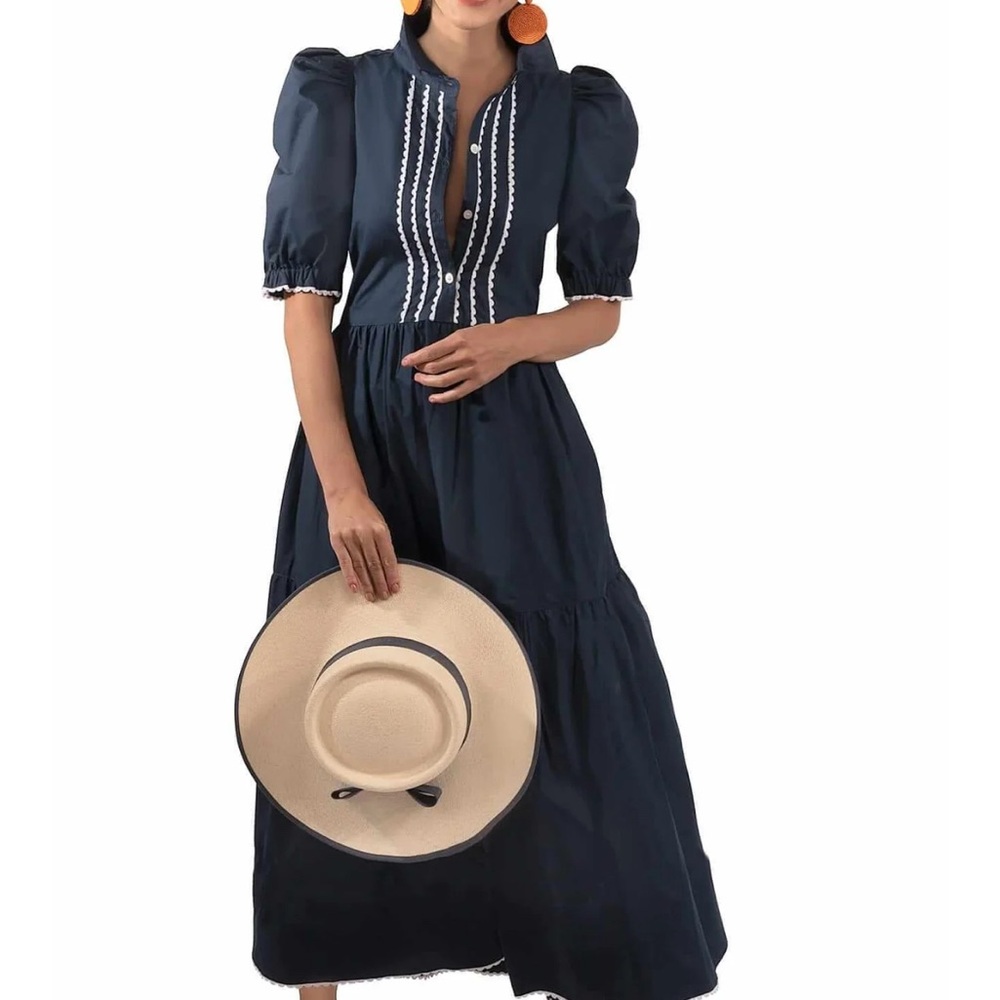 Gretchen Scott Designs Blue Puff Sleeve Sundress